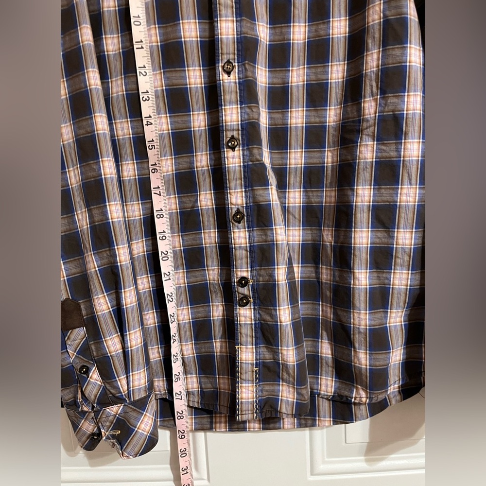 7 Diamonds‎ Shirt Mens Large Button Down Black Gray Plaid Classic Western Cowboy - Picture 6 of 11